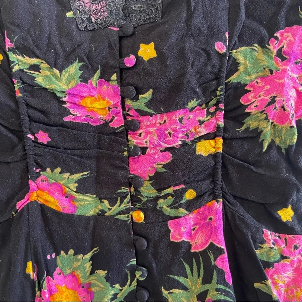 Free People Alora Floral button down mini dress